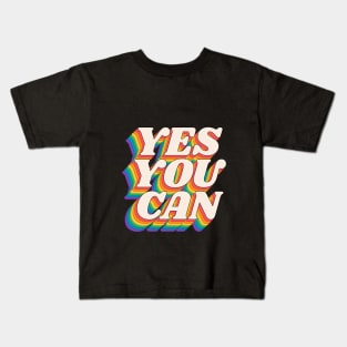 Yes You Can by The Motivated Type i Black Red Orange Green and Blue Kids T-Shirt